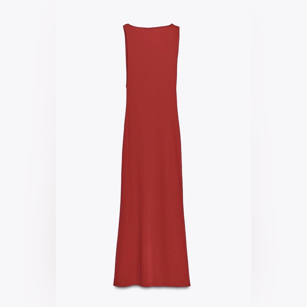 Zara Rust Red Draped Maxi Dress - Picture 5 of 7